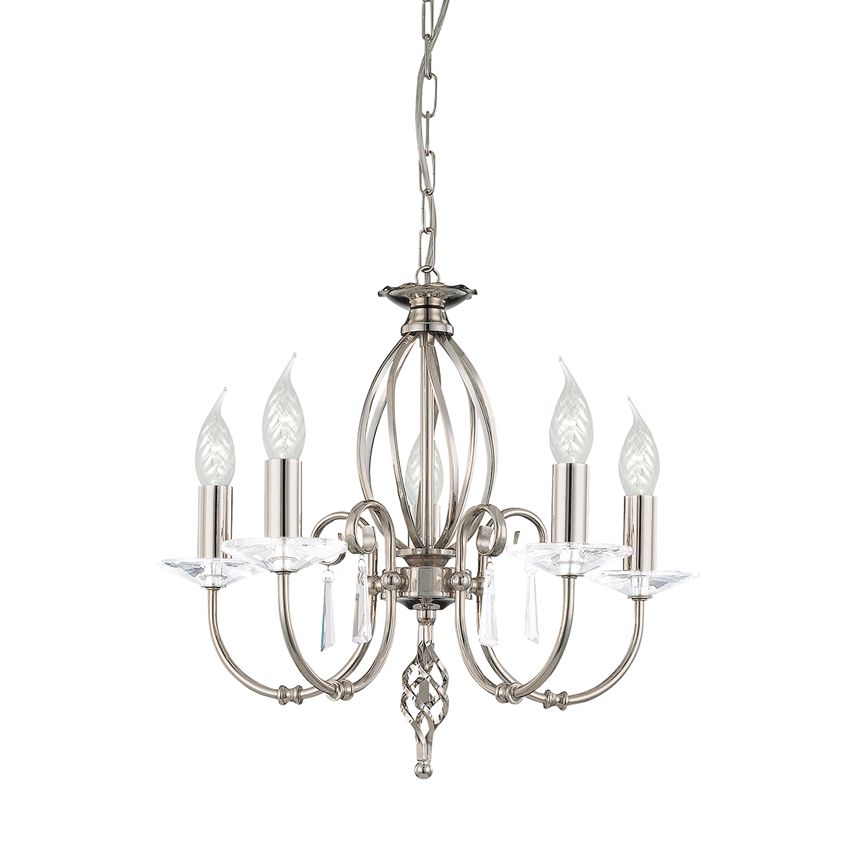 Aegean 5 Light in Polished Nickel and Cut Glass - ELSTEAD AG5 PN
