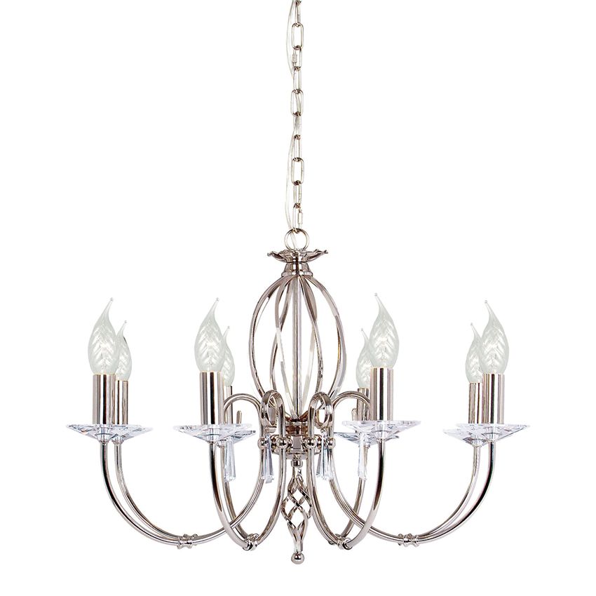 Aegean 8 Light in Polished Nickel and Cut Glass - ELSTEAD AG8 PN