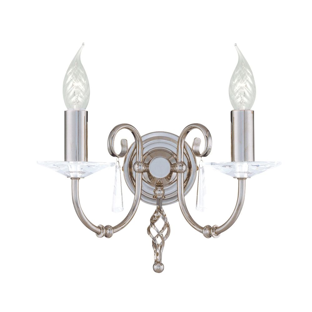 Aegean Double Wall Light in Polished Nickel and Cut Glass - ELSTEAD AG2 PN