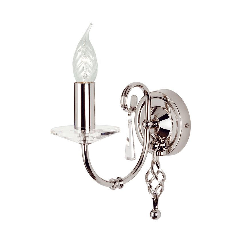 Aegean Single Wall Light in Polished Nickel and Cut Glass - ELSTEAD AG1 PN
