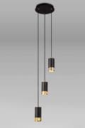 Afrino 3 Light Pendant in a Black and Painted Gold Finish