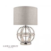Aidan Table Lamp in Polished Chrome complete with a Grey Linen Shade - Laura Ashley LA3742828-Q