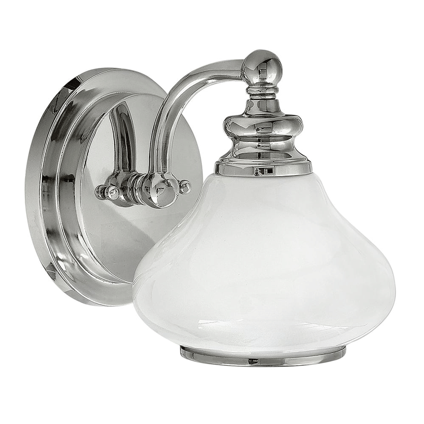 Ainsley Single Bathroom Wall Light in Polished Chrome and Opal Glass IP44 - HINKLEY HK/AINSLEY1/BATH