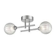 Alford 2 Light Ceiling Fitting in Polished Chrome with Clear Glass Shades, IP44 Rated
