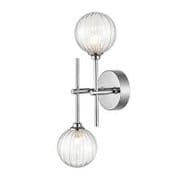 Alford 2 Light Wall Light in Polished Chrome with Clear Glass Shades, IP44 Rated