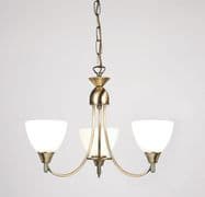 Alton 3 Light Fitting in Antique Brass with Glass Shades - ENDON 1805-3AN