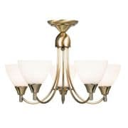 Alton 5 Light Fitting in Antique Brass with Glass Shades - ENDON 1805-5AN