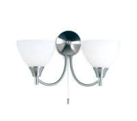 Alton Double Wall Light in Satin Chrome with Opal Glass Shades, Switched - ENDON 1805-2SC