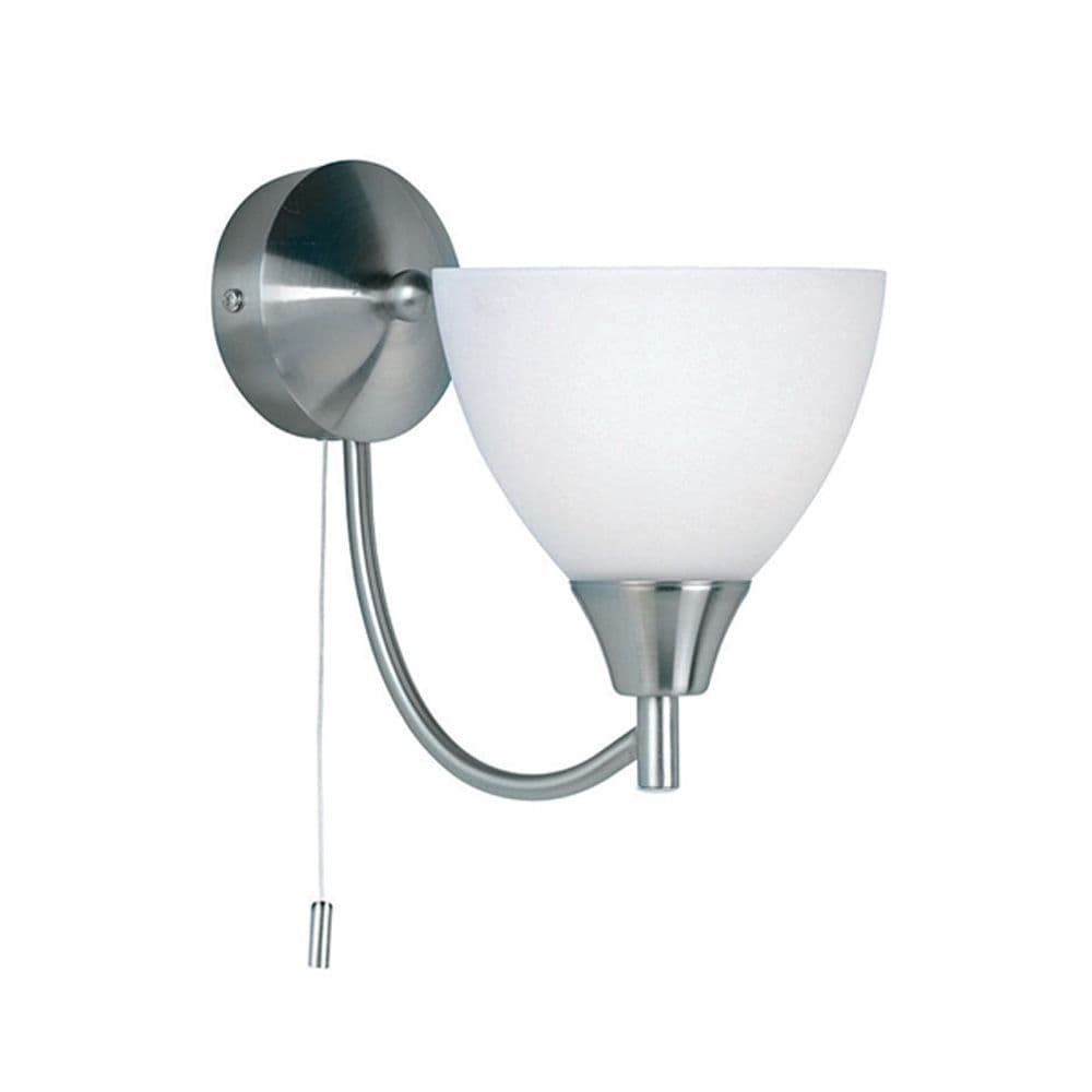 Alton Single Wall Light in Satin Chrome with an Opal Glass Shade