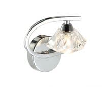 Alverton Right Facing Wall Light in Polished Chrome with a Clear Glass Shade