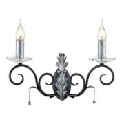 Amarilli Double Wall Light in a Black/Silver Finish with Glass Droplets - ELSTEAD AML2 B/S