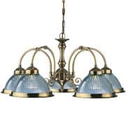 American Diner 5 Light in Antique Brass with Clear Ribbed Glass - SEARCHLIGHT 9345-5