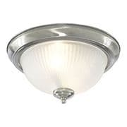 American Diner IP44 Flush Fitting in Satin Chrome and Opaque Glass - SEARCHLIGHT 4042