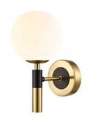 Ampthill Single Wall Light in Matt Black and Aged Brass with an Opal Glass Shade