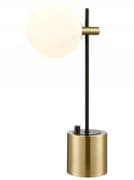 Ampthill Table Lamp in Matt Black and Aged Brass with an Opal Glass Shade