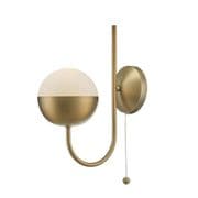 Andre Single Wall Light in Aged Brass with an Opal Glass Shade, Switched - där AND0742