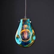 Annecy Metallic Petrol Medium Glass Pendant
