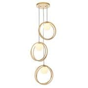Antibes 3 Light Pendant in a Brushed Gold Finish with Opal Glass Shades