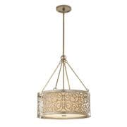 Arabesque 4 Light Pendant in a Silver Leaf Patina Finish and Ivory Linen Shade Inner - FEISS FE/ARABESQUE4