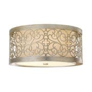 Arabesque Flush Fitting in a Silver Leaf Patina Finish and Ivory Linen Shade Inner - FEISS FE/ARABESQUE/F