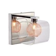 Arnold Single Wall Light in Polished Chrome with Clear Glass and Copper Mesh
