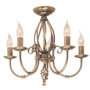 Artisan 5 Light Fitting in an Aged Brass Finish - ELSTEAD ART5/AGD/BRASS
