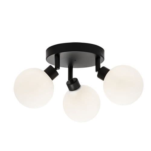 Aruna 3 Light Bathroom Spotlight in a Matt Black Finish with Frosted