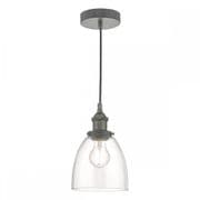 Arvin Single Pendant in Antique Chrome with a Clear Glass Shade - där ARV0161