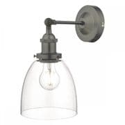 Arvin Wall Light in Antique Chrome with a Clear Glass Shade - där ARV0761