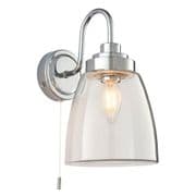 Ashbury Bathroom Wall Light in Polished Chrome and a Clear Glass Shade, Switched IP44 - ENDON 77088