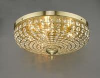 Asmara 5 Light Flush Fitting in Antique Brass and Crystal Accents - där ASM5475