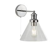 Aspley Wall Light in a Polished Chrome Finish with a Clear Glass Shade , Switched
