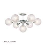 Atherton 7 Light Fitting in Polished Chrome with Textured Glass Shades - Laura Ashley LA3756108-Q