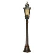 Baltimore Medium Pillar hand finished in Old Bronze Patina with Amber Tinted Glass IP44 - ELSTEAD BT4/M