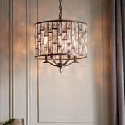Belle 5 Light Pendant in a Dark Bronze Finish with Faceted Crystal Decoration - ENDON 69390