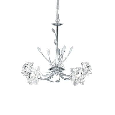Bellis 5 Light Fitting in Polished chrome with Flower Shaped Glass - SEARCHLIGHT 8285-5CC