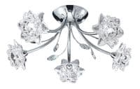 Bellis 5 Light Fitting in Polished Chrome with Flower Shaped Glass - SEARCHLIGHT 9285-5CC