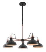 Beltex 5 Light Telescopic Pendant in a Copper and Graphite Finish
