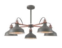 Beltex 5 Light Telescopic Pendant in a Copper and Sand Grey Finish