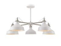 Beltex 5 Light Telescopic Pendant in a Satin Nickel and White Finish