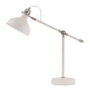 Beltex Adjustable Desk Lamp in a Satin Nickel and White Finish