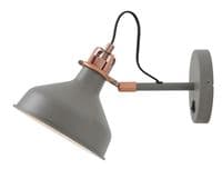 Beltex Adjustable Wall Light in a Copper and Sand Grey Finish, Switched