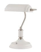 Beltex Bankers Lamp in a Satin Nickel and White Finish
