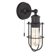 Benouville Vintage Bathroom Wall Light in a Matt Black Finish, Switched IP44 Rated