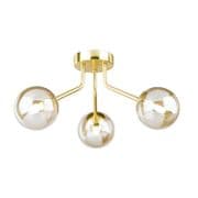Bingham 3 Light Fitting in a Satin Gold Finish with Cognac Glass Shades