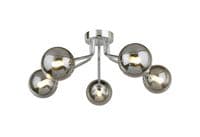 Bingham 5 Light Fitting in a Polished Chrome Finish with Smoked Glass Shades