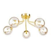 Bingham 5 Light Fitting in a Satin Gold Finish with Cognac Glass Shades