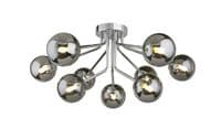 Bingham 9 Light Fitting in a Polished Chrome Finish with Smoked Glass Shades