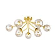 Bingham 9 Light Fitting in a Satin Gold Finish with Cognac Glass Shades