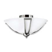 Bolla 2 Light Flush Fitting in Brushed Nickel with an Opal Glass Shade - HINKLEY HK/BOLLA/F